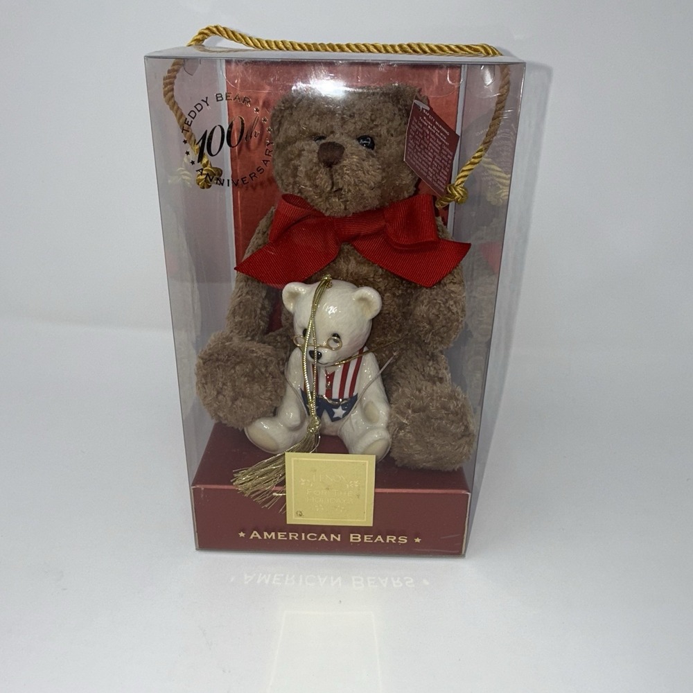 Lenox American Bears Teddy 100th Anniversary Plush & Christmas Ornament NEW
